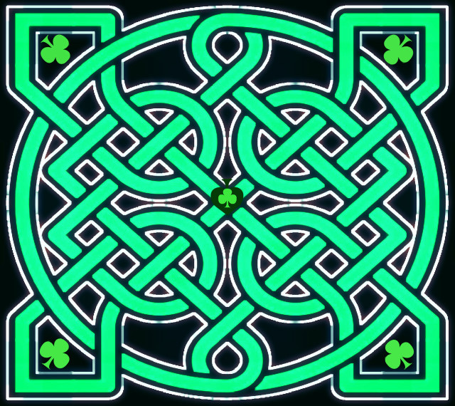 Green celtic design shamrocks black free wallpaper - medium preview image