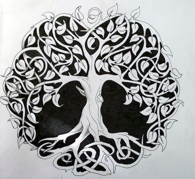 Tree heart leaves branches drawing free wallpaper - medium preview image
