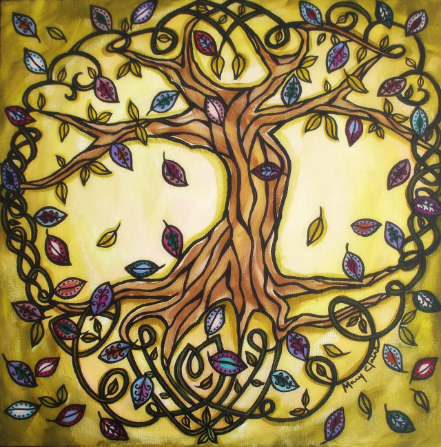 Tree leaves swirly design trunk free wallpaper - medium preview image