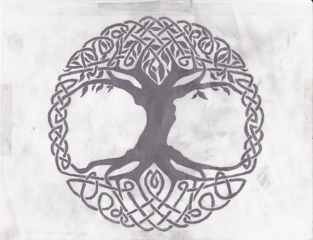 Tree knot leaves drawing roots free wallpaper - medium preview image