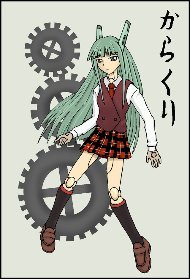 Girl green wig school uniform free wallpaper - medium preview image