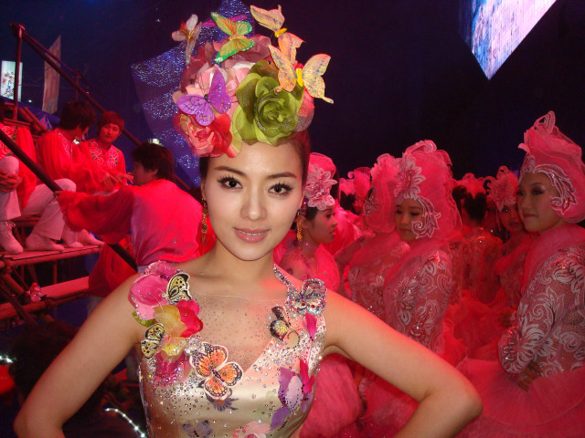 Woman costume flowers group pink free wallpaper - medium preview image