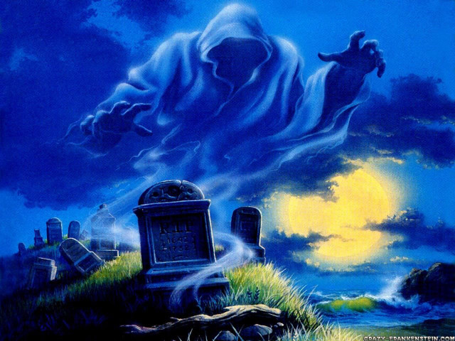 Ghost flying cemetery night full free wallpaper - medium preview image