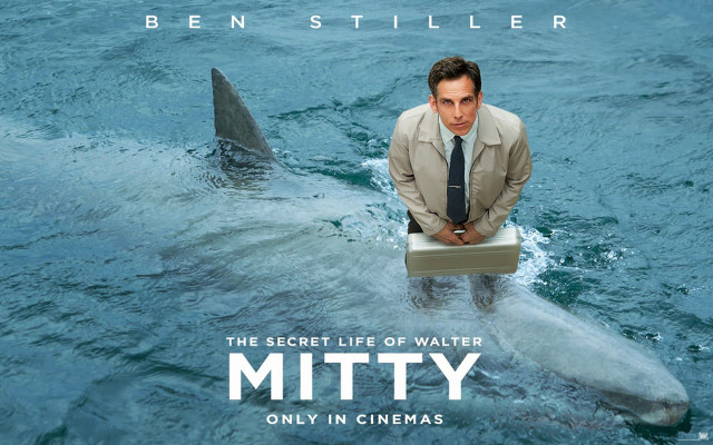 Man suit standing water shark free wallpaper - medium preview image