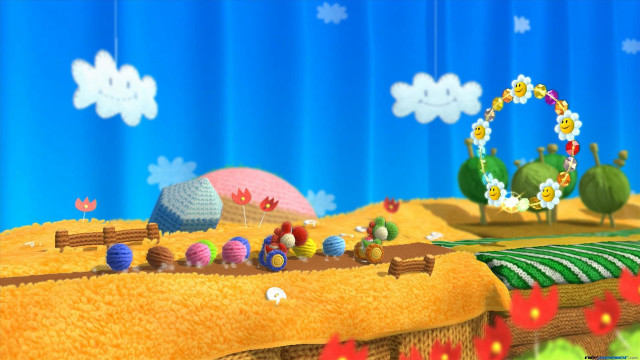 Cartoon colorful field blue curtain free wallpaper - medium preview image