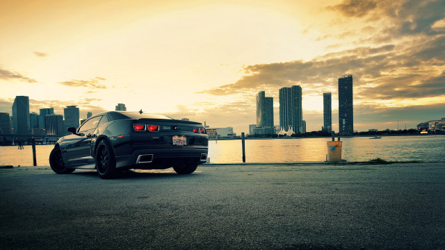Car parked road water city #2 free wallpaper - medium preview image