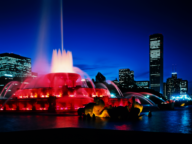 Cherryl fountain cityscape night skyline free wallpaper - medium preview image
