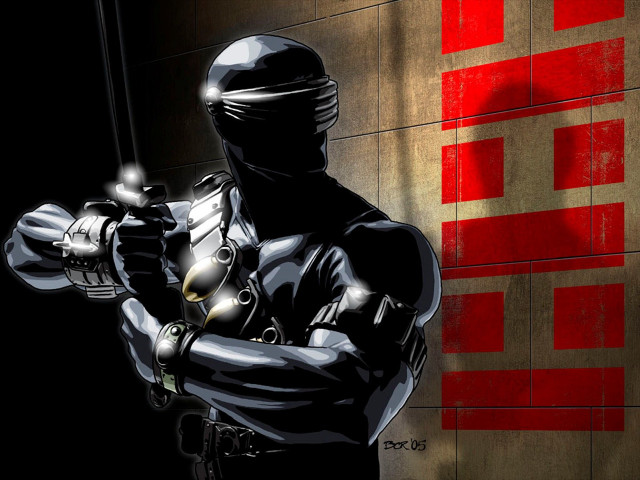 Man black outfit gun red free wallpaper - medium preview image