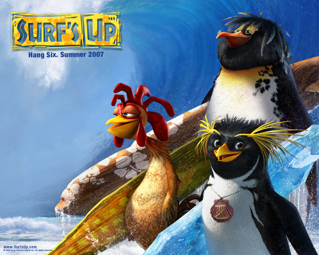 Penguins surfboards wave ocean rooster free wallpaper - medium preview image