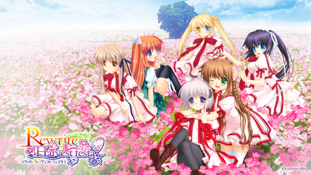 Anime girls field flowers tree free wallpaper - medium preview image