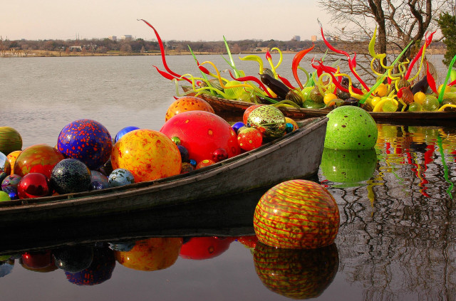 Boat colorful glass balls floating free wallpaper - medium preview image
