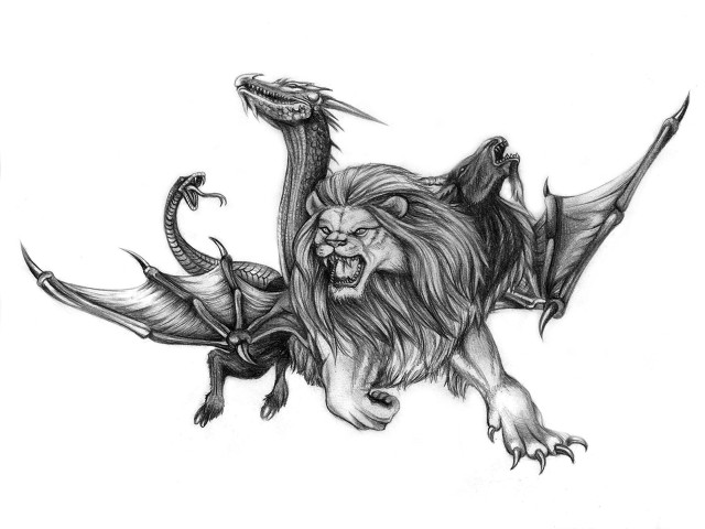 Lion dragon wings flying back free wallpaper - medium preview image