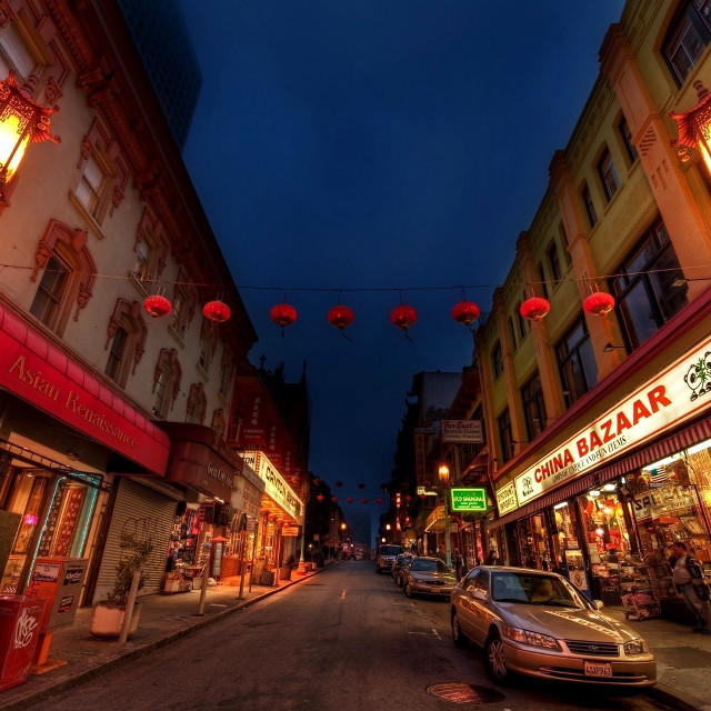 Street cars night red lanterns free wallpaper - medium preview image