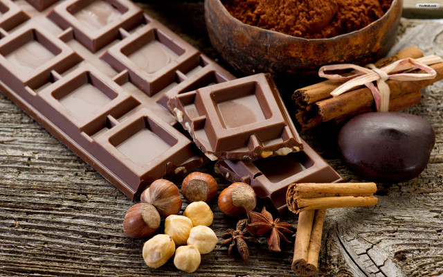 Chocolate bar nuts cinnamon bowl free wallpaper - medium preview image