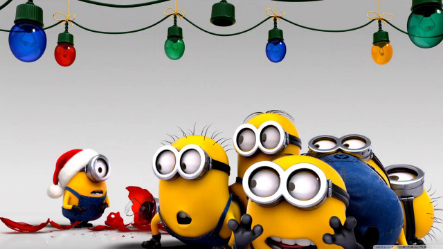 Minions christmas tree lights sitting free wallpaper - medium preview image