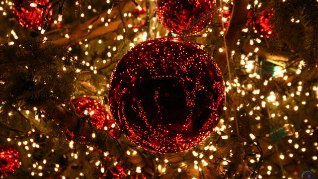 Christmas tree red ball lights #2 free wallpaper - medium preview image
