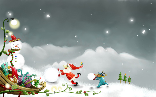 Christmas sleigh snowmen snow snowman free wallpaper - medium preview image