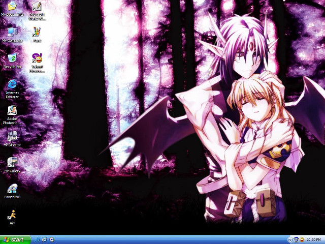 Anime couple forest purple lights free wallpaper - medium preview image