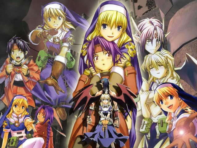 Anime girls castle clock group free wallpaper - medium preview image