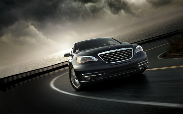 Black car ocean road cloudy free wallpaper - medium preview image