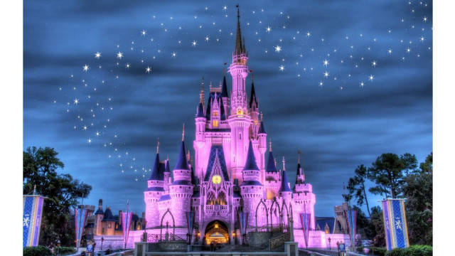 Castle night stars walkway lit free wallpaper - medium preview image