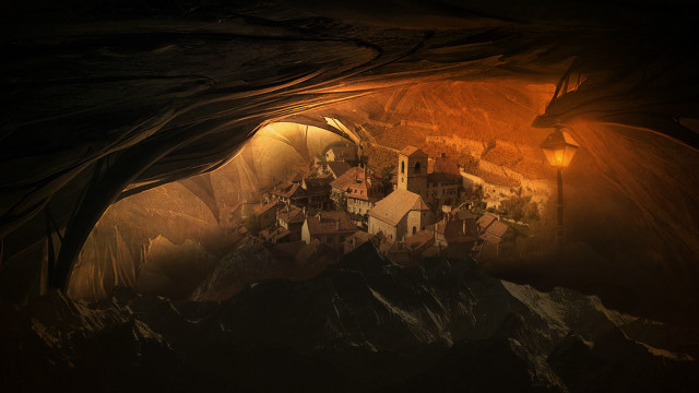 Cave houses light end shining free wallpaper - medium preview image