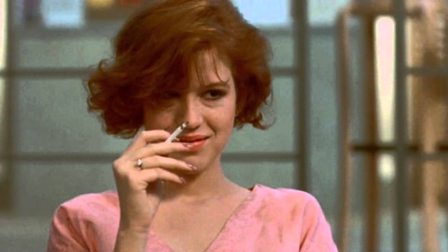 Woman smoking cigarette pink dress free wallpaper - medium preview image