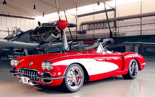 Red white car garage plane #3 free wallpaper - medium preview image