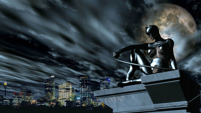 Gothic statue city night fullmoon free wallpaper - medium preview image