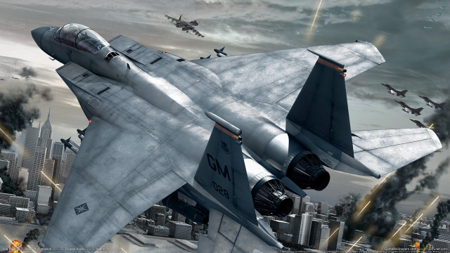 Fighter jet cloudy sky city #3 free wallpaper - medium preview image