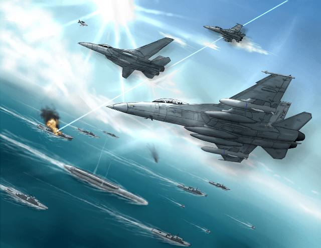 Fighter jets ships ocean sky free wallpaper - medium preview image