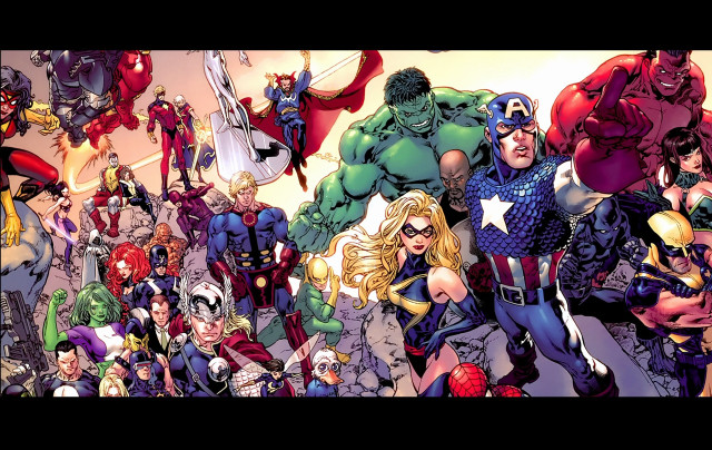 Avengers characters sky background star free wallpaper - medium preview image