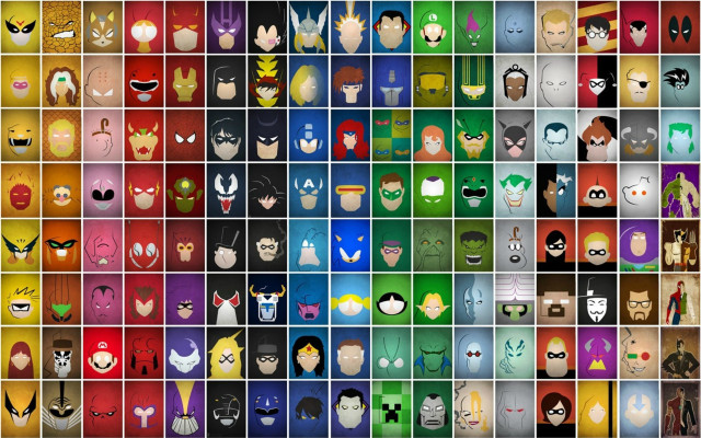 Colored faces grid pattern shapes free wallpaper - medium preview image