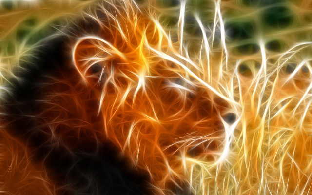 Lion digital painting blurry background #2 free wallpaper - medium preview image