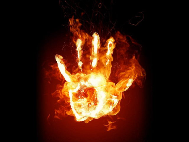 Hand flames black background red #2 free wallpaper - medium preview image