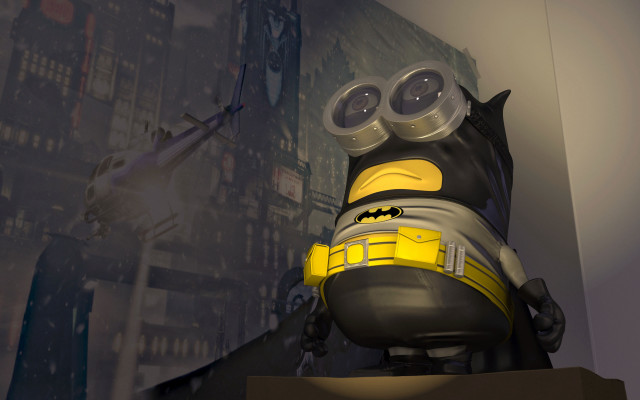 Cartoon character cityscape batmobile helicopter free wallpaper for desktop - medium preview image