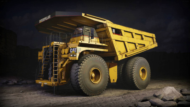 Large yellow dump truck night free wallpaper - medium preview image