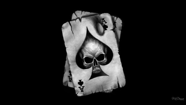 Skull holding ace card black free wallpaper - medium preview image