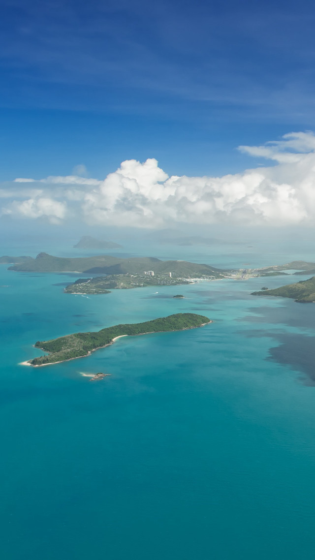 Aerial tropical island lagoons ocean free wallpaper - medium preview image