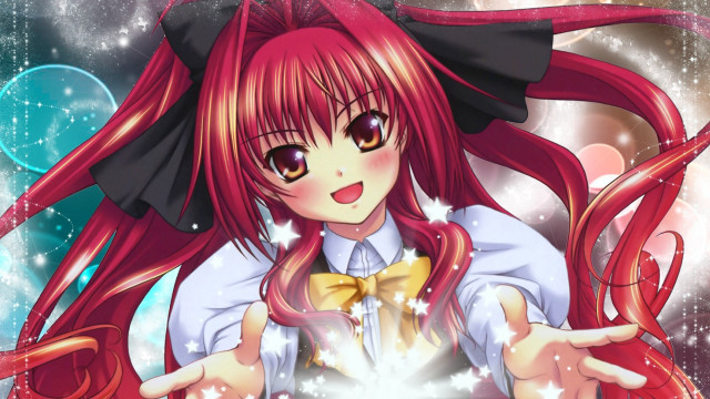 Redhair girl bowtie lightbulb starry free wallpaper - medium preview image