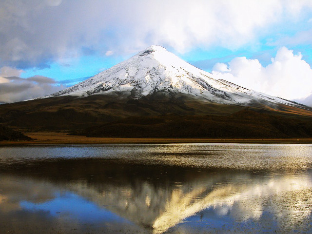 Mountain snow capped peak lake free wallpaper - medium preview image