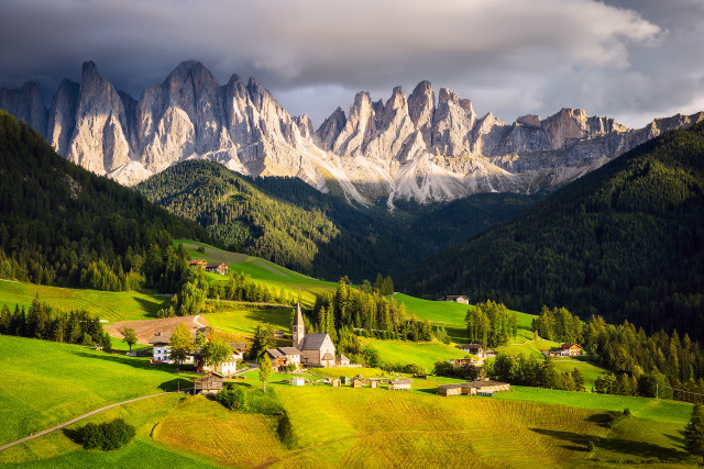 Green valley church mountains clouds #2 free wallpaper - medium preview image