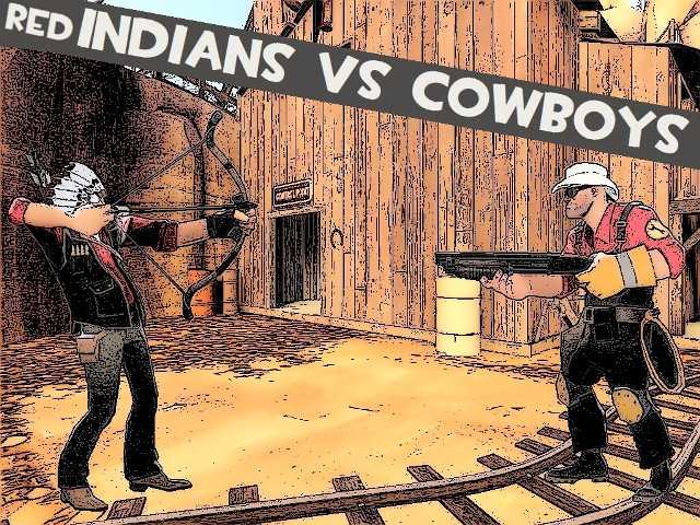 Cartoon two men building bow free wallpaper - medium preview image