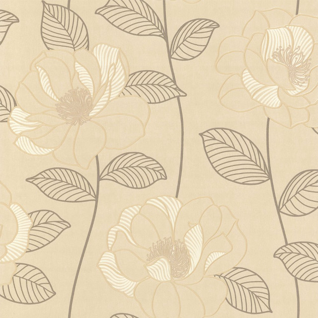 Beige flower wallpaper leaves stripes free wallpaper - medium preview image