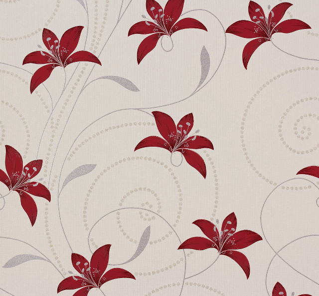 Red flower white background swirls free wallpaper - medium preview image
