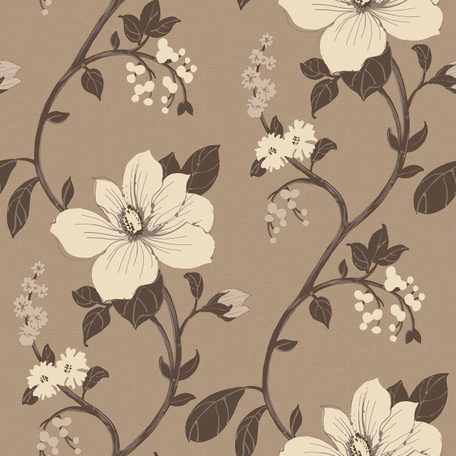 Flowery pattern leaves flowers brown free wallpaper - medium preview image