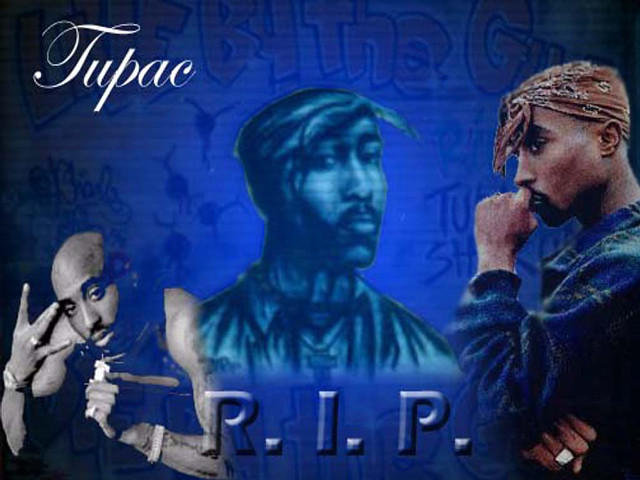 Collage blue background tupace black free wallpaper - medium preview image