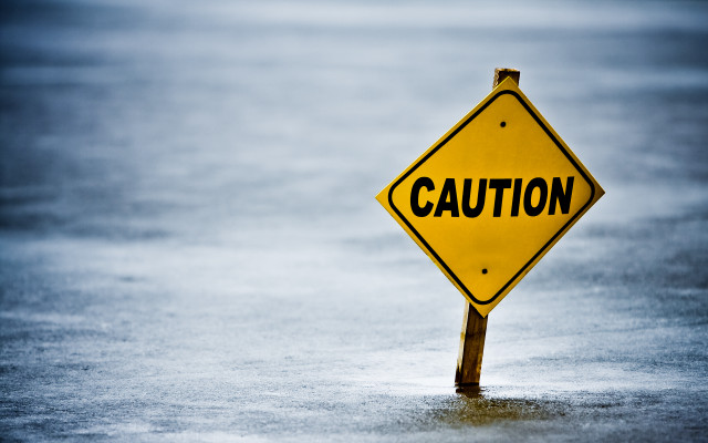 Caution sign flooded street black free wallpaper - medium preview image