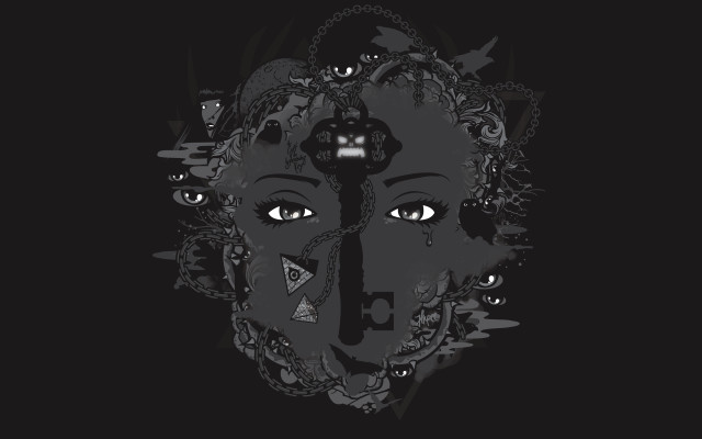 Woman multiple eyes black background free wallpaper - medium preview image