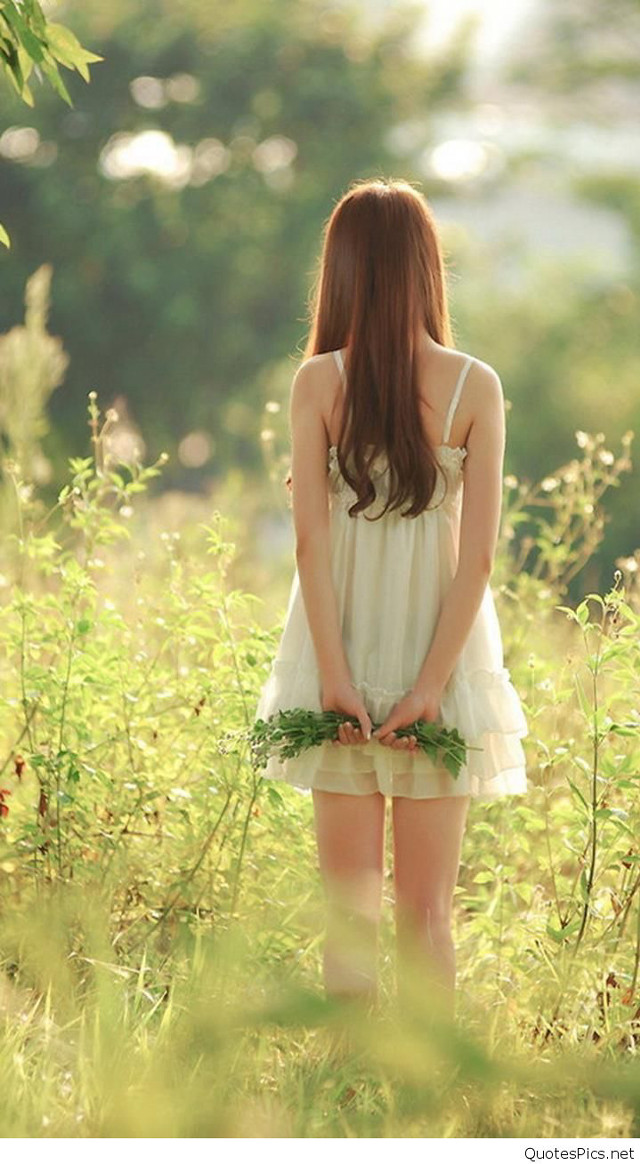 Woman white dress field grass #2 free wallpaper - medium preview image